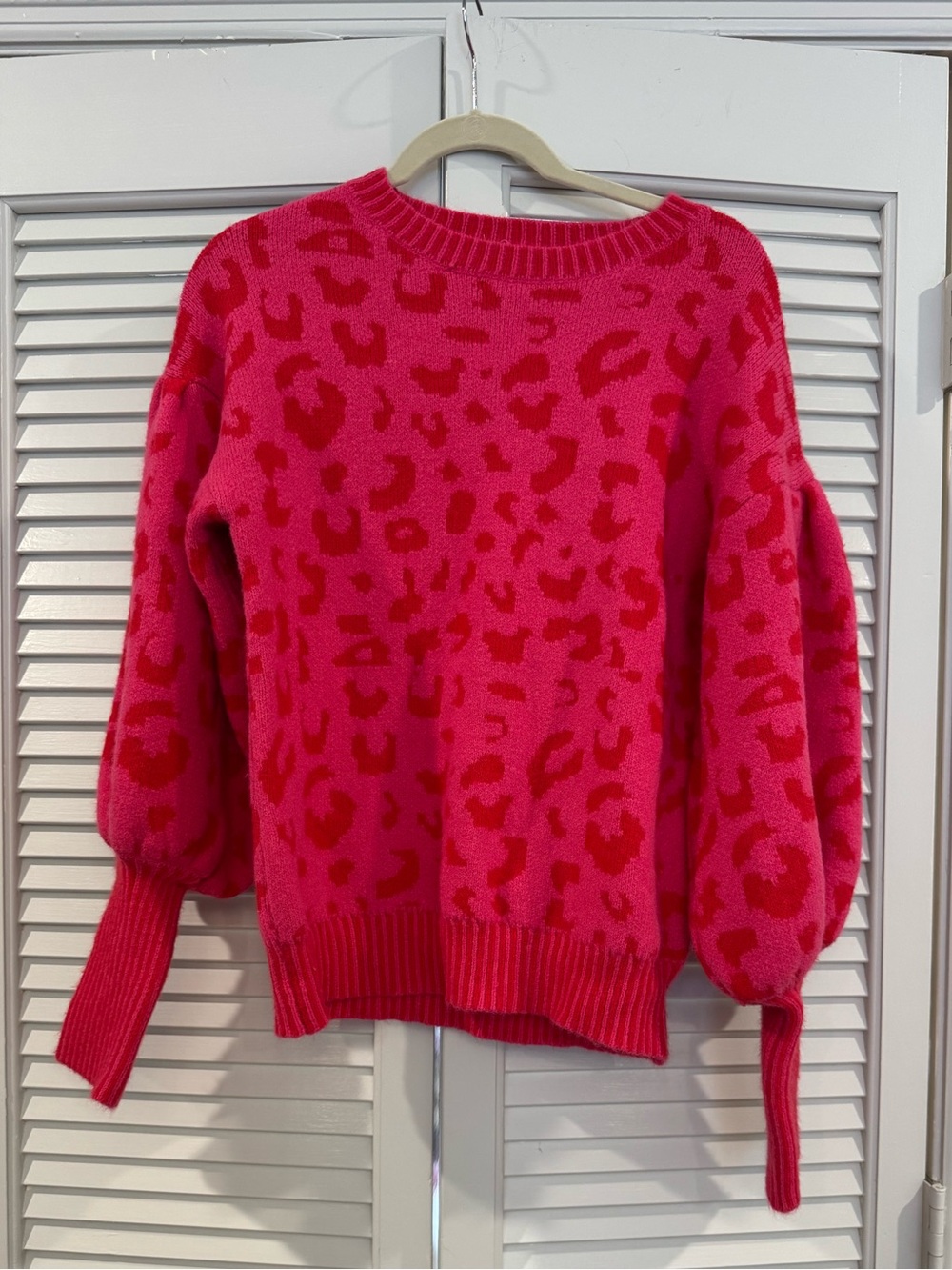 JODIFL Hot Pink and Red Leopard Crewneck Sweater
